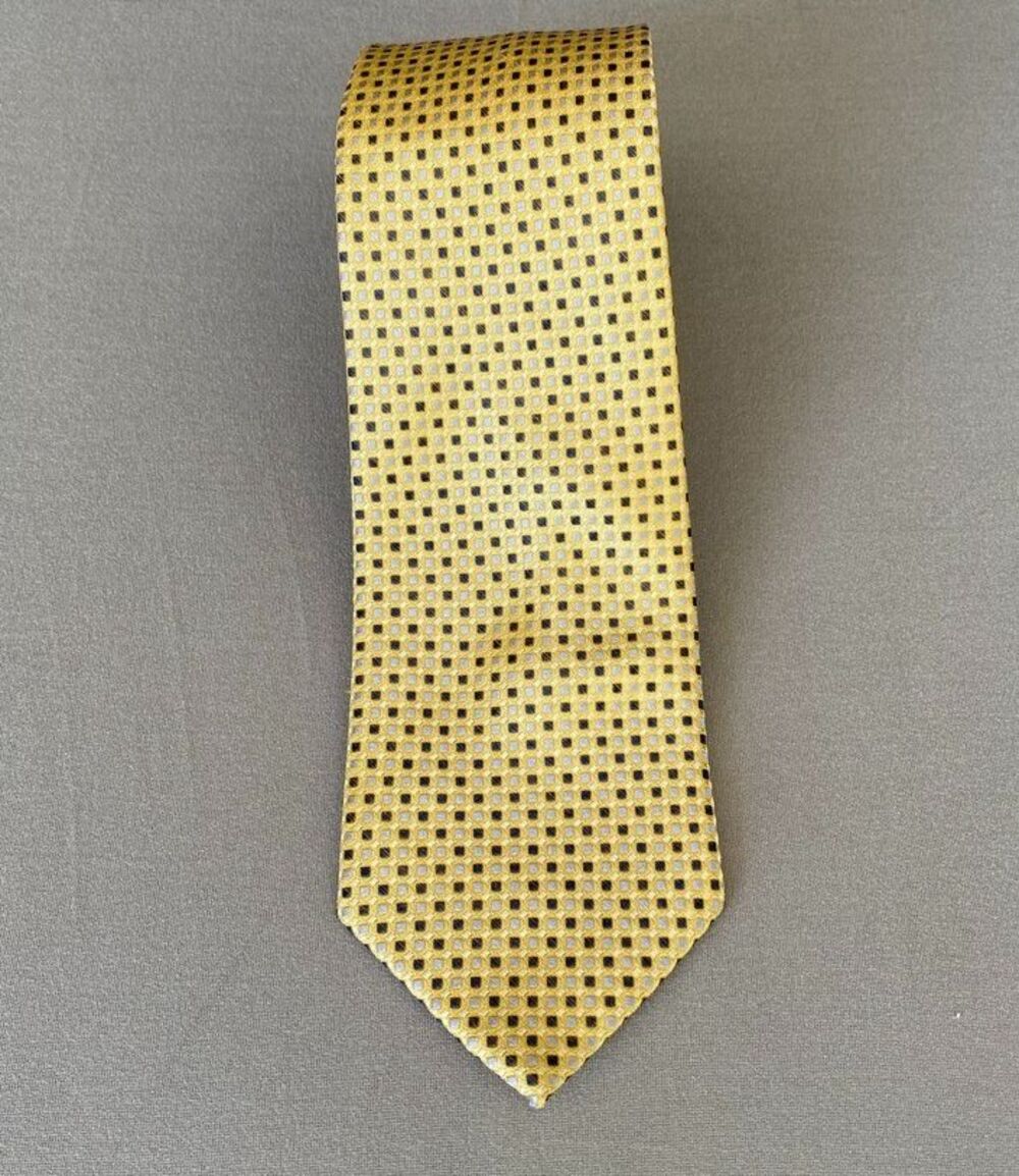 Nautica Youth 100% Silk Tie Yellow Blue Gray Geometric 49" x 3"